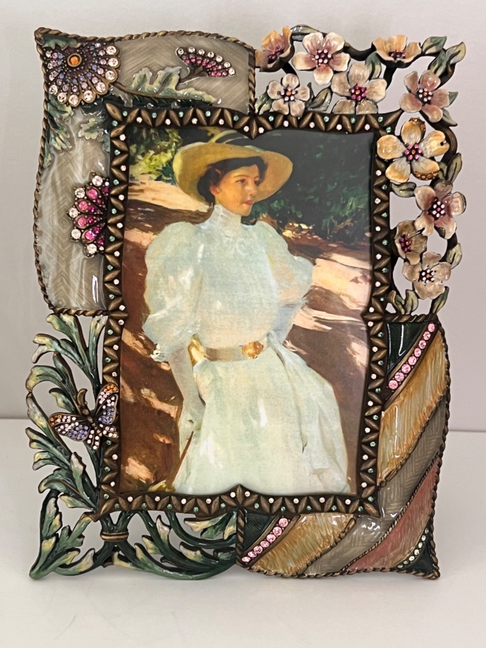 Rare Jay Strongwater Lelia Morning Glory Picture Frame English Garden Jeweled